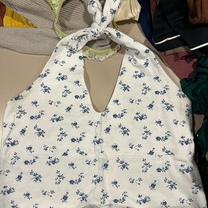 Hollister Blue Floral Crop Top